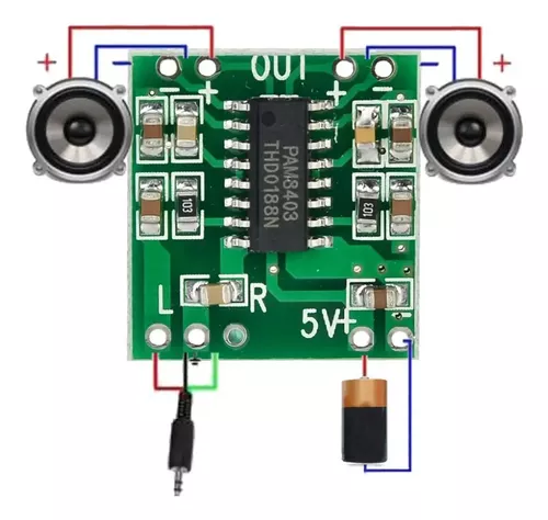 PAM8403 hw104 HW-104 - PAM8403 digitális erősítő modul, 2 x 3W