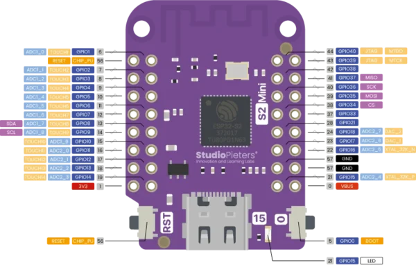 ESP32 S2 mini -2 ESP32-S2FN4R2 ESP32-S2 4MB Flash