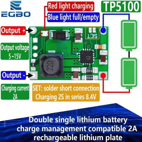 TP51002 TP5100 LI töltő modul (1S / 2S)